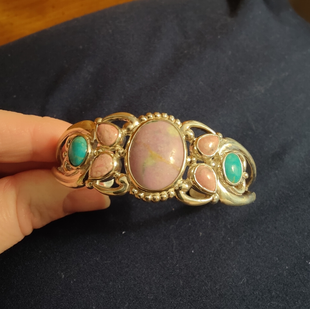 Carolyn Pollack Relios Thulite Turquoise Sterling Cuff Bracelet, new in bag